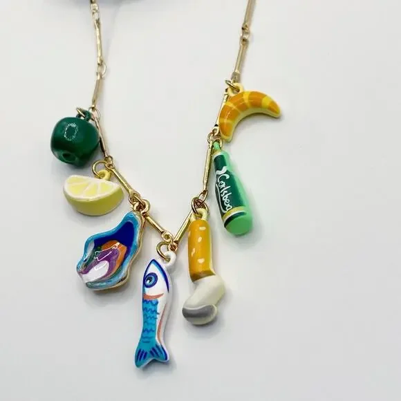 NEW Sardines & Cigarettes Ceramic Charm Layering Necklace - Picture 3 of 8